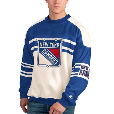 Sweat-shirt à col rond en polaire Starter blanc des New York Rangers Defense pour hommes