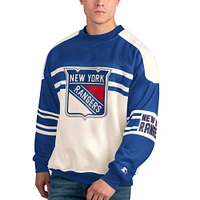 Sweat-shirt à col rond en polaire Starter blanc des New York Rangers Defense pour hommes