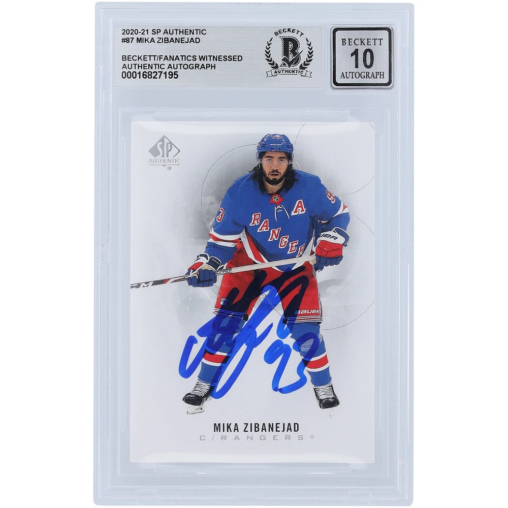 Mika Zibanejad New York Rangers dédicacé 2020-21 Upper Deck SP Authentique #87 Beckett Fanatics témoin authentifié 10 cartes