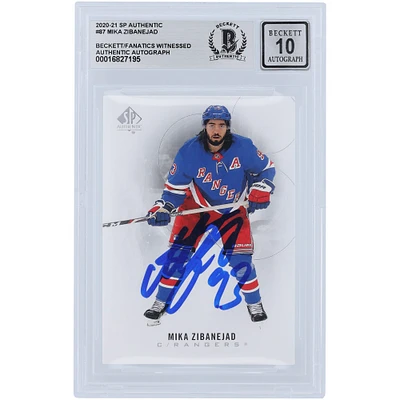 Mika Zibanejad New York Rangers dédicacé 2020-21 Upper Deck SP Authentique #87 Beckett Fanatics témoin authentifié 10 cartes