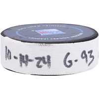 Rondelle de but utilisée par Mika Zibanejad des Rangers de New York contre les Red Wings de Détroit le 14 octobre 2024