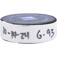 Rondelle de but utilisée par Mika Zibanejad des Rangers de New York contre les Red Wings de Détroit le 14 octobre 2024