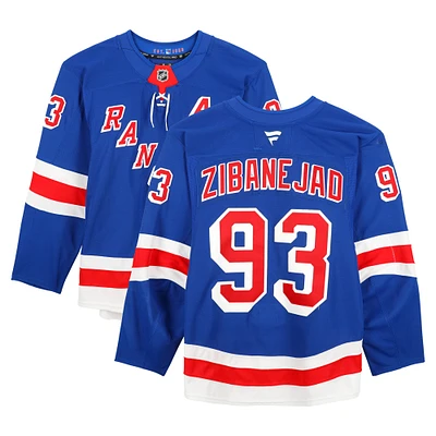 Maillot bleu n° 93 de Mika Zibanejad des Rangers de New York, série 2, utilisé lors de la saison 2024-25 de la LNH