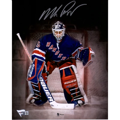 Mike Richter, Rangers de New York, autographié 8" x 10" sous les projecteurs du filet