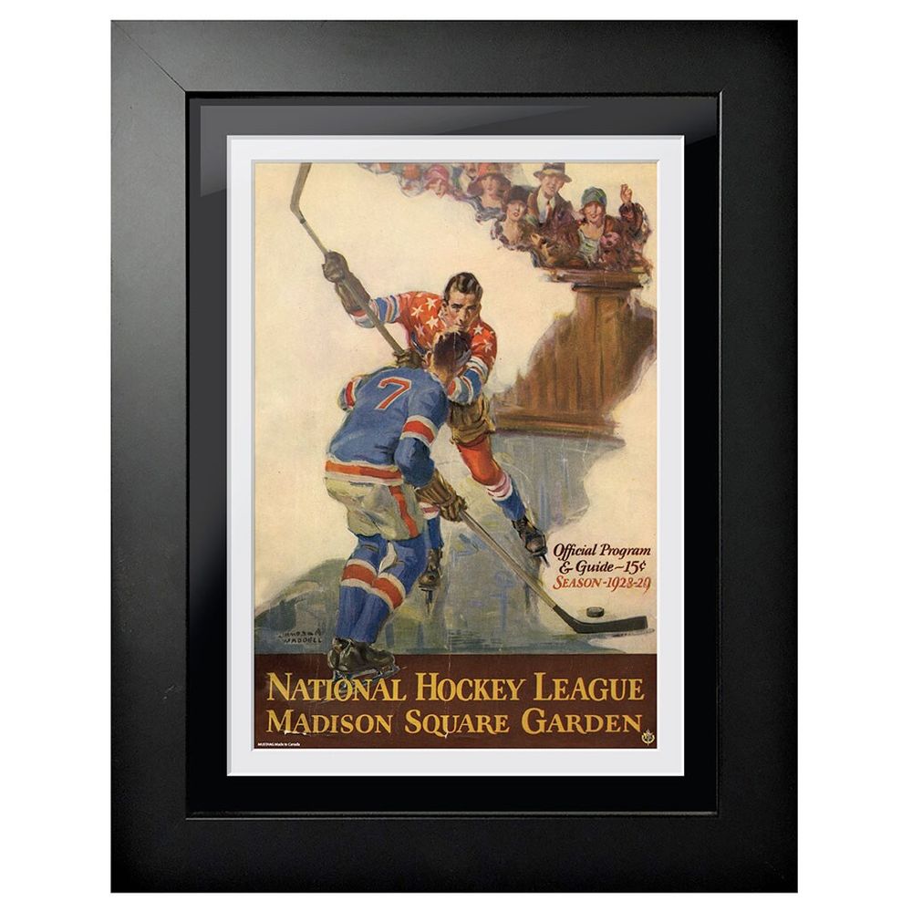 New York Rangers 1928 Madison Square Garden Slapshot - 12'' x 16'' Framed Program Cover