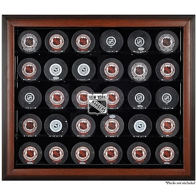 Vitrine de présentation marron pour 30 rondelles des Rangers de New York