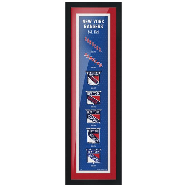 Rangers de New York - 6'' x 22'' uvre d'art encadrée Team Heritage