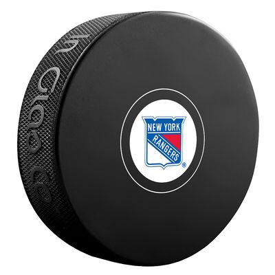 New York Rangers Unsigned Inglasco Autograph Model Hockey Puck