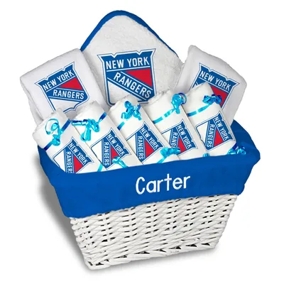 New York Rangers Newborn & Infant Personalized Large Gift Basket - White