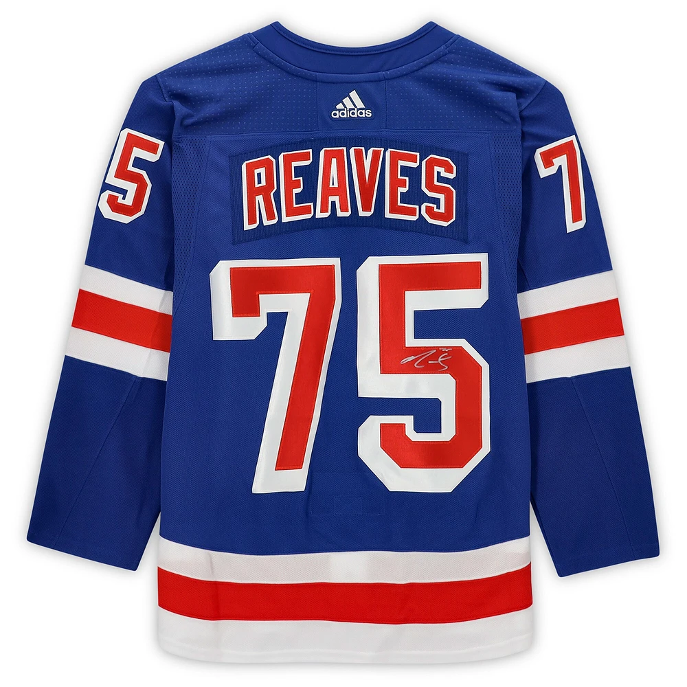 Maillot adidas authentique dédicacé par Ryan Reaves des Rangers de New York bleu