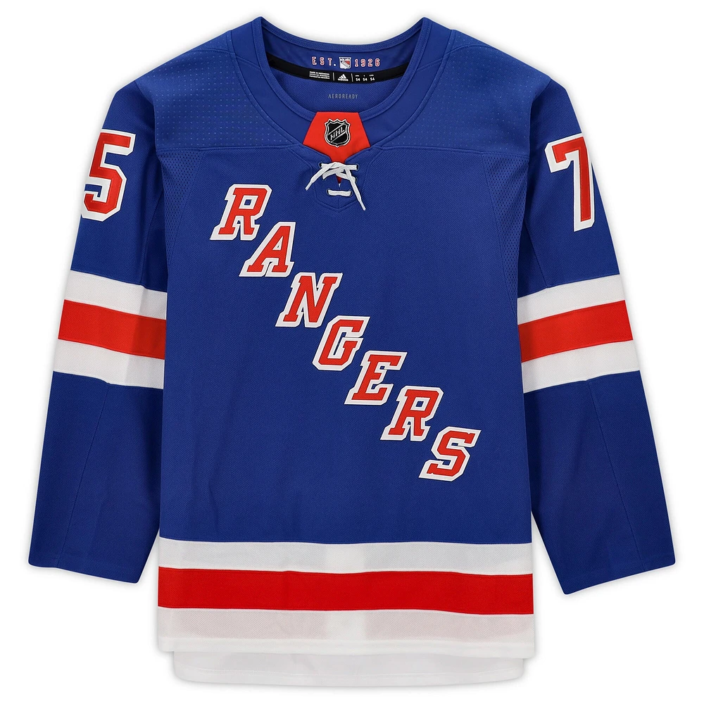 Maillot adidas authentique dédicacé par Ryan Reaves des Rangers de New York bleu