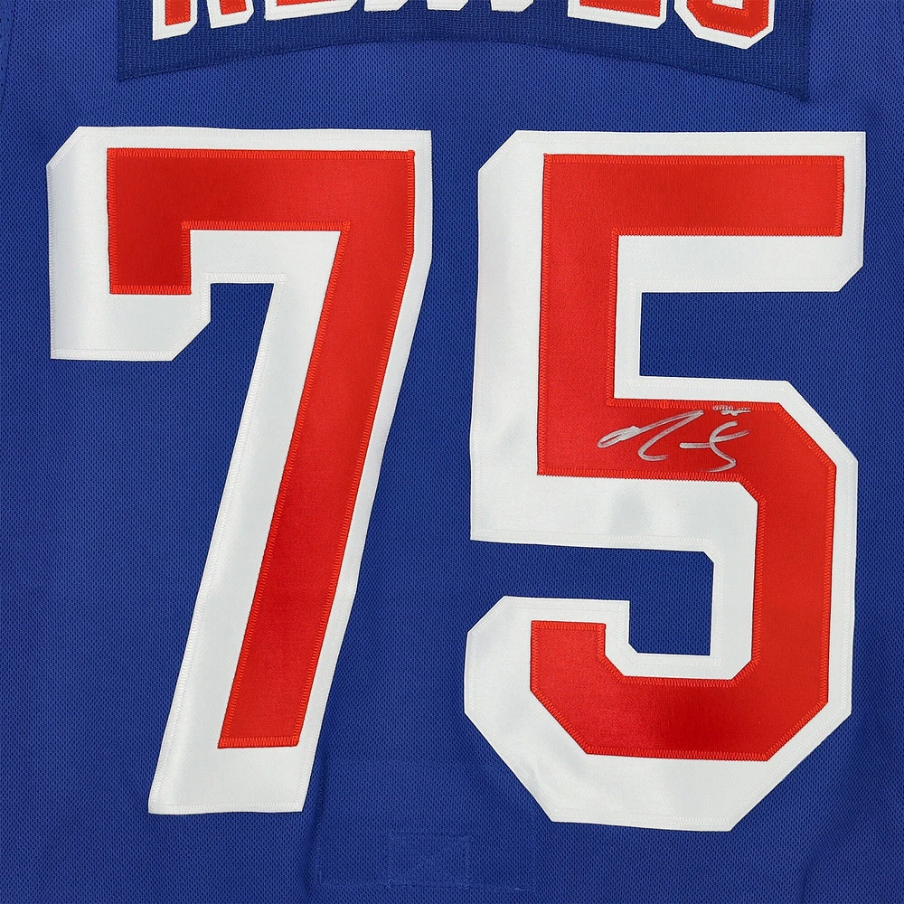 Maillot adidas authentique dédicacé par Ryan Reaves des Rangers de New York bleu