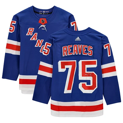 Maillot adidas authentique dédicacé par Ryan Reaves des Rangers de New York bleu
