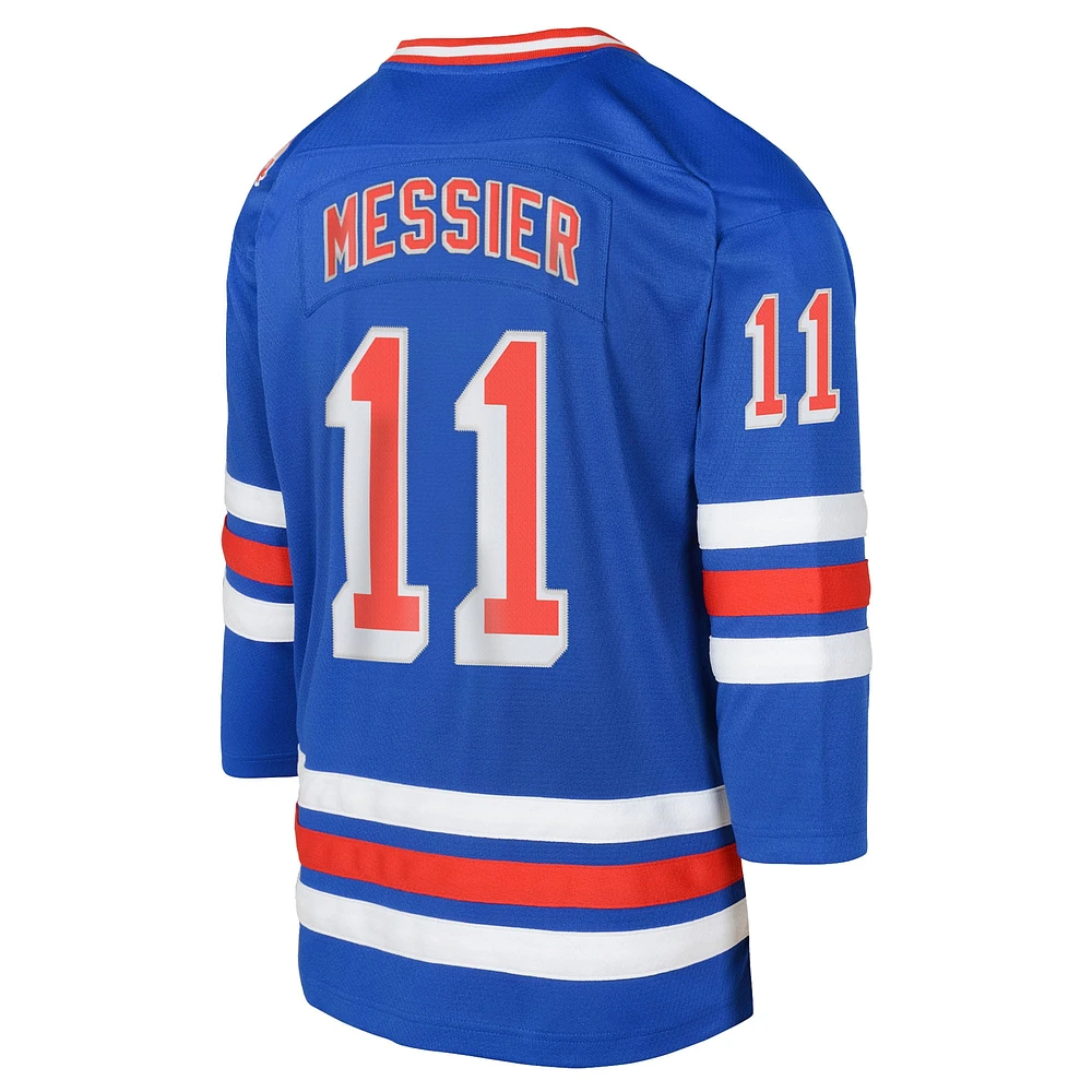 Maillot de joueur bleu Mitchell & Ness Mark Messier des New York Rangers 1993/94 Blue Line 2.0 pour tout-petit