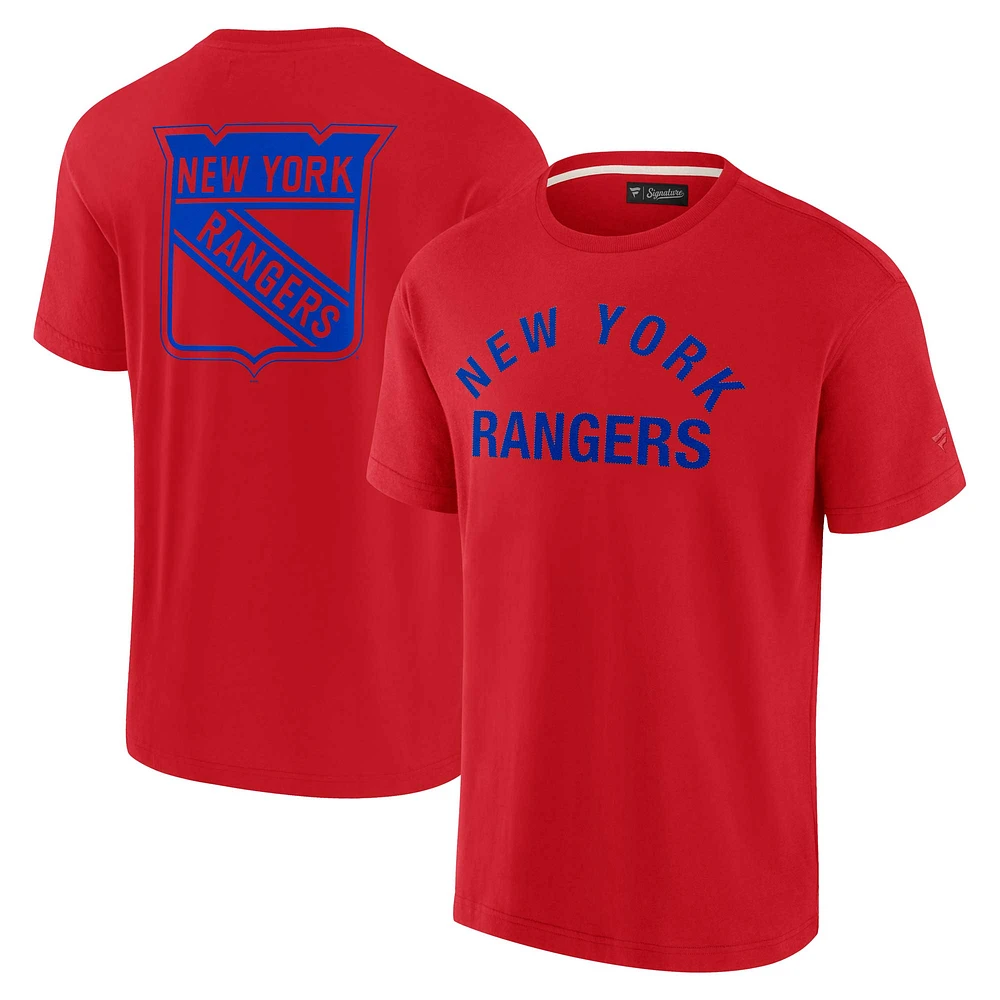 T-shirt unisexe à manches courtes super doux rouge New York Rangers Elements