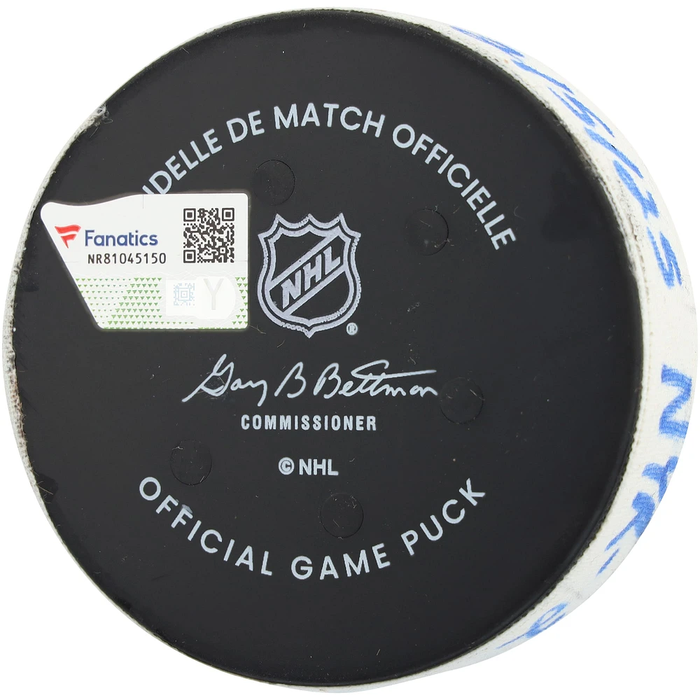 Vincent Trocheck New York Rangers Game-Used Goal Puck vs. Boston Bruins on February 5, 2025
