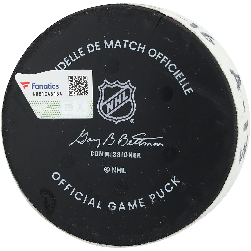 Vincent Trocheck New York Rangers Game-Used Goal Puck vs. Pittsburgh Penguins on February 7, 2025