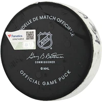 Rondelle de but utilisée par Will Cuylle pour le match des Rangers de New York contre les Blackhawks de Chicago le 9 décembre 2024