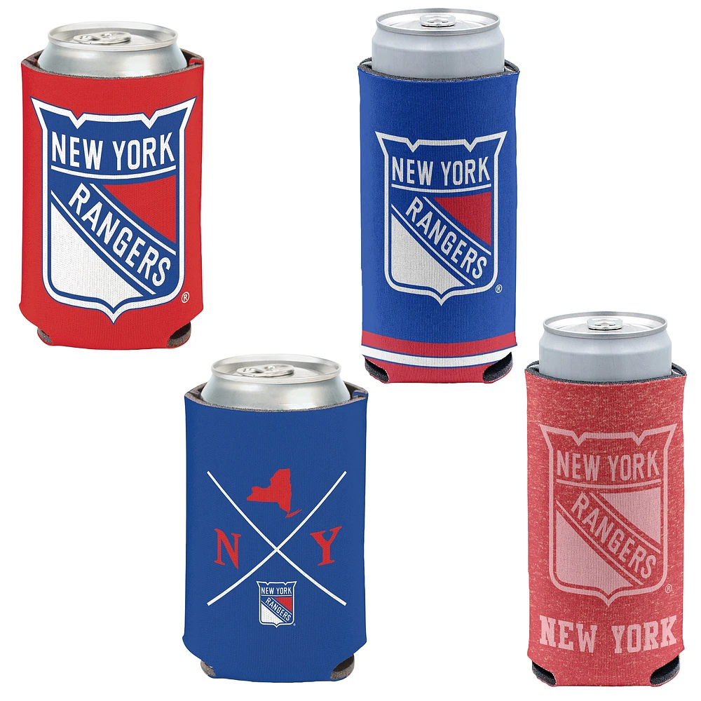 WinCraft New York Rangers, paquet de 4, 12 oz. Ensemble refroidisseur de canettes et de canettes minces