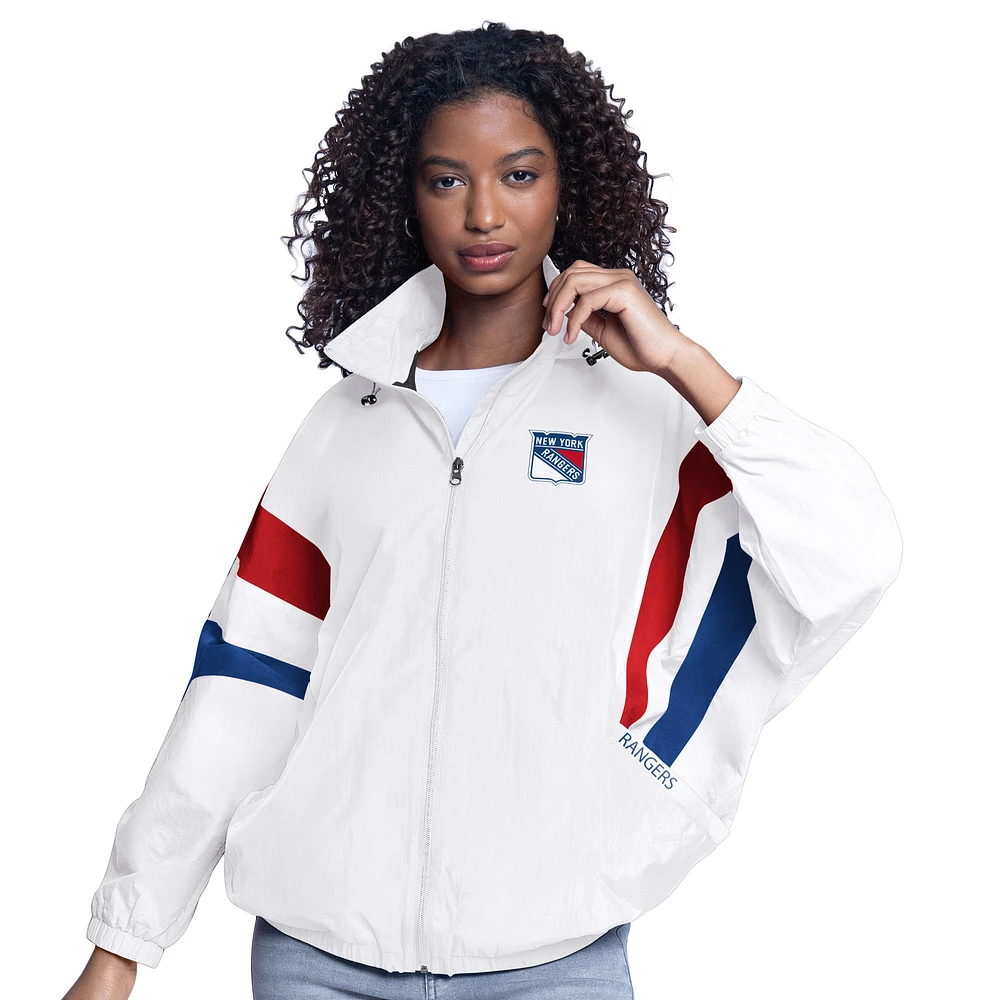 Veste à capuche surdimensionnée entièrement zippée G-III Sports by Carl Banks pour femme, blanche