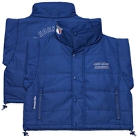 Gilet matelassé court entièrement zippé bleu des Rangers de New York Mitchell & Ness pour femme