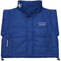 Gilet matelassé court entièrement zippé bleu des Rangers de New York Mitchell & Ness pour femme