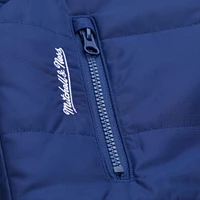 Gilet matelassé court entièrement zippé bleu des Rangers de New York Mitchell & Ness pour femme