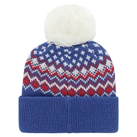 Bonnet en tricot à revers Elsa des New York Rangers '47 bleu pour femme avec pompon