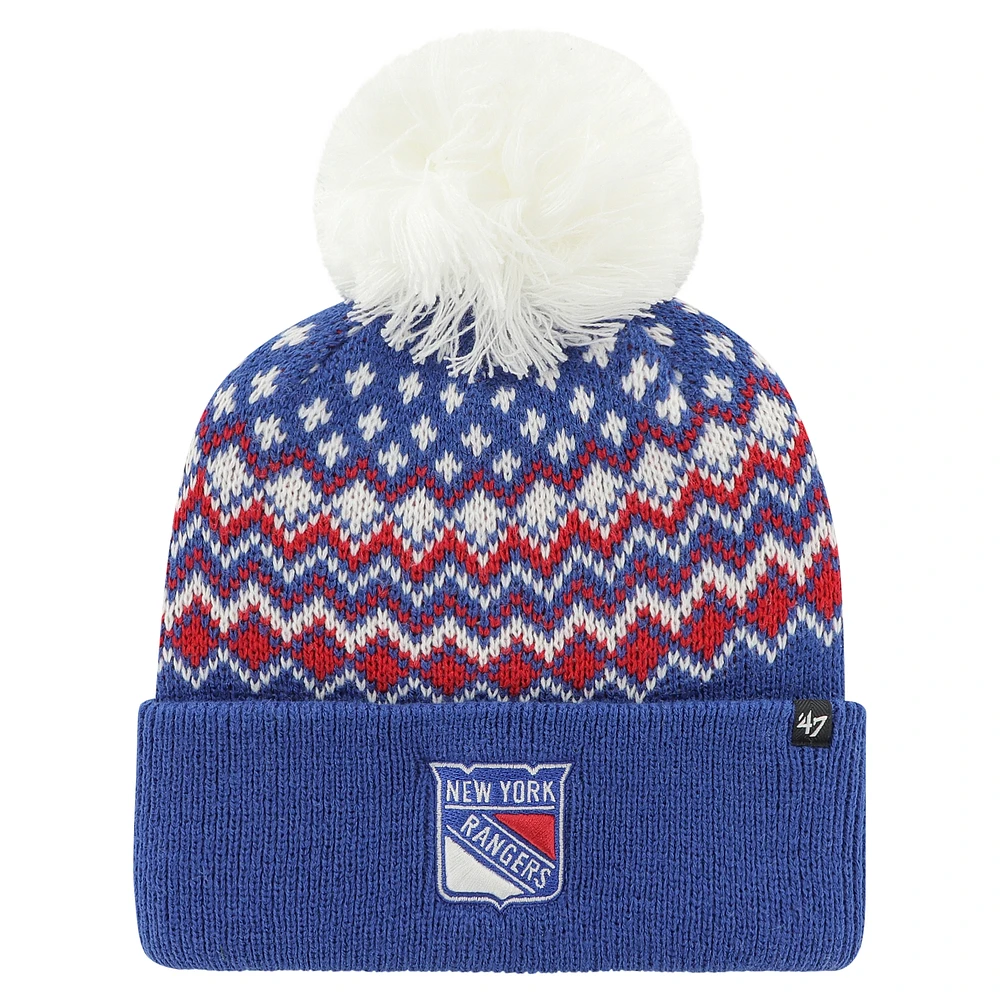 Women's '47 Blue New York Rangers Elsa Cuffed Knit Hat with Pom