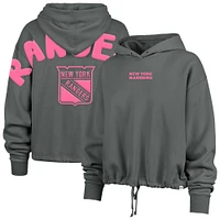 Women's '47 Gray New York Rangers Bright Side Venice Cropped Pullover Hoodie