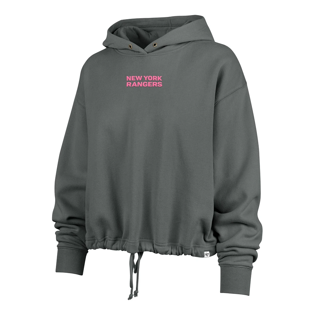 Women's '47 Gray New York Rangers Bright Side Venice Cropped Pullover Hoodie