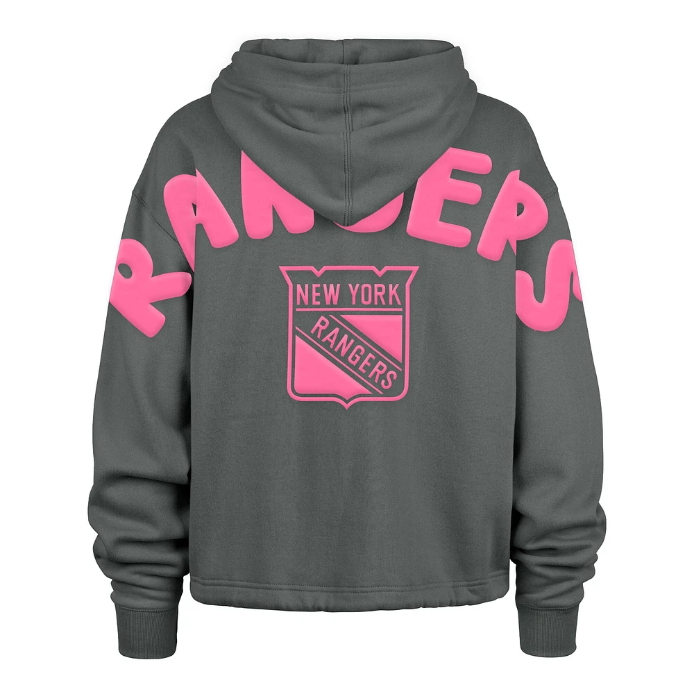 Women's '47 Gray New York Rangers Bright Side Venice Cropped Pullover Hoodie