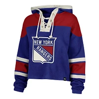 Women's '47 Mika Zibanejad Blue New York Rangers Superior Lacer Cropped Pullover Hoodie