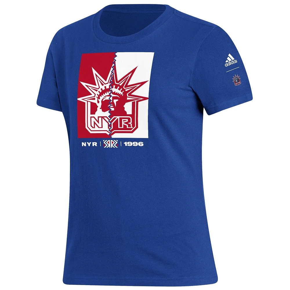 T-shirt adidas Royal New York Rangers Reverse Retro 2.0 Playmaker pour femme