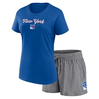 Women's Blue/Heather Gray New York Rangers Script T-Shirt & Shorts Set