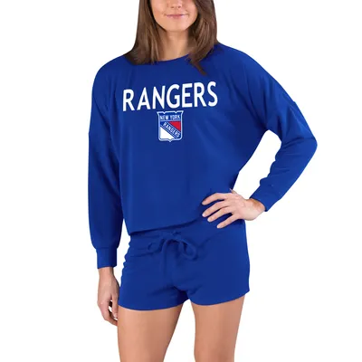 New York Rangers Concepts Sport Women's Gather Long Sleeve Top & Shorts Set - Blue