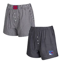 Women's Concepts Sport  Charcoal New York Rangers Two-Pack Boxer Shorts Set