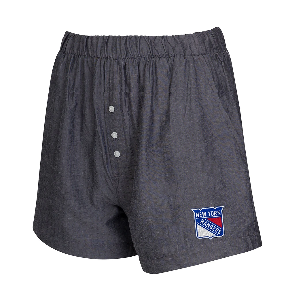 Women's Concepts Sport  Charcoal New York Rangers Two-Pack Boxer Shorts Set