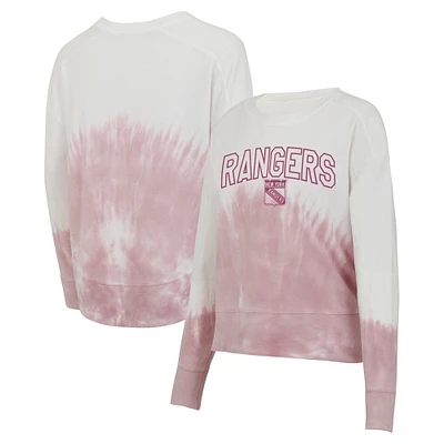 T-shirt à manches longues Concepts Sport rose/blanc New York Rangers Orchard Tie-Dye pour femmes