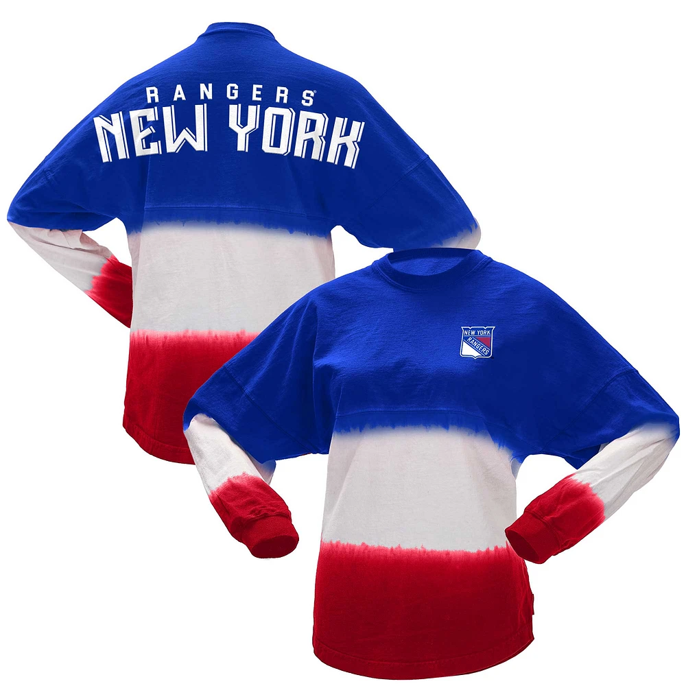 T-shirt à manches longues ombré Fanatics bleu/rouge New York Rangers pour femmes