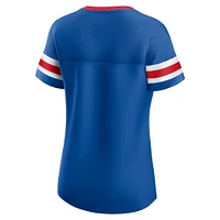 T-shirt à lacets emblématique Athena des New York Rangers bleu fanatiques pour femme