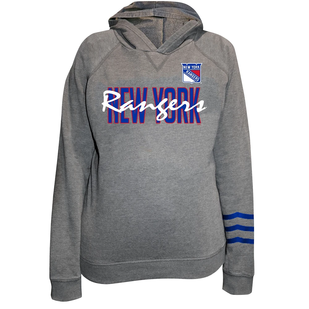 Sweat à capuche en polaire léger taille plus Fanatics Heather Gray New York Rangers pour femmes