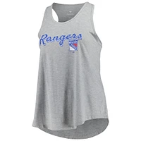 Débardeur à dos nageur taille plus Fanatics Heather Grey New York Rangers pour femmes