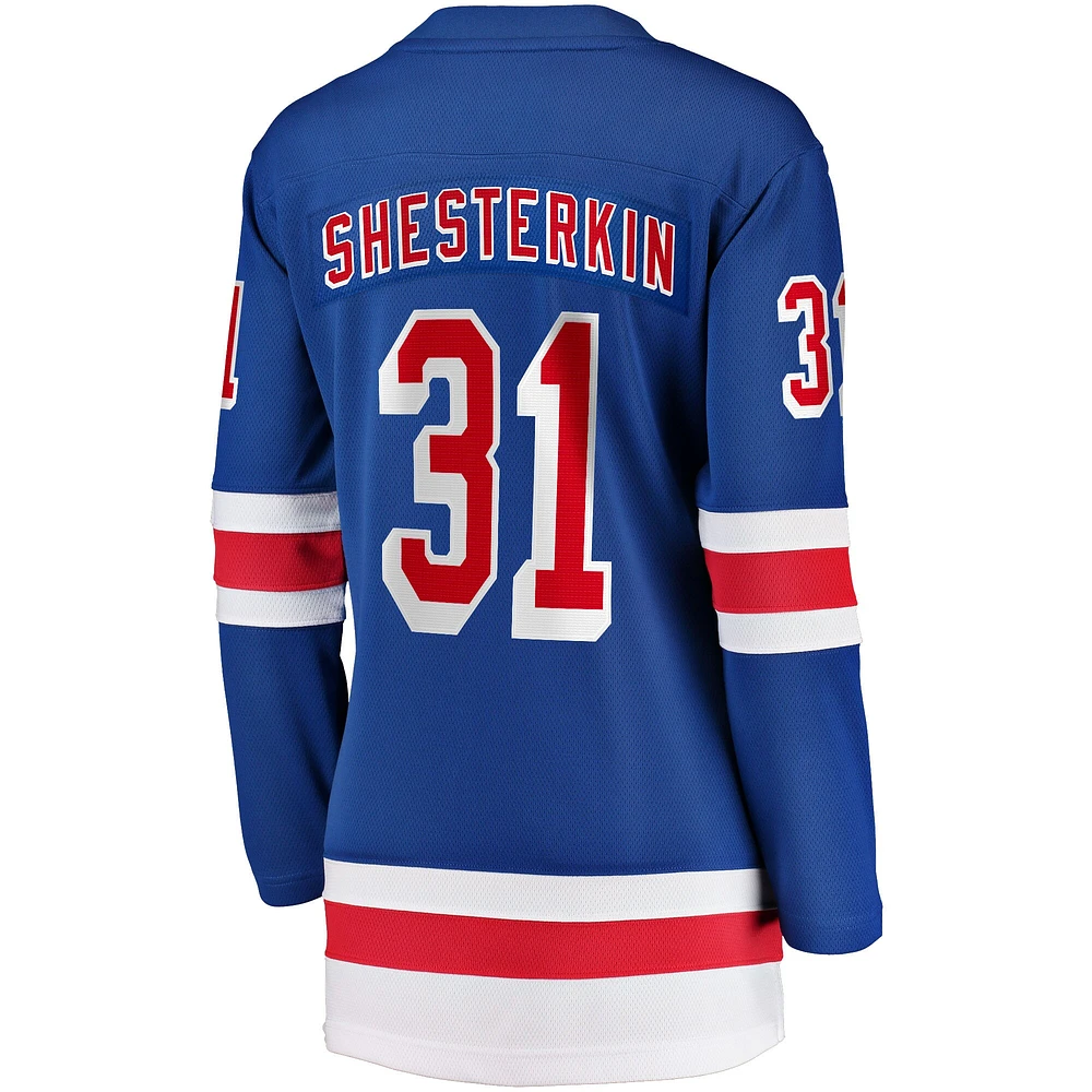 Maillot d'échappée à domicile bleu New York Rangers Fanatics Igor Shesterkin pour femmes