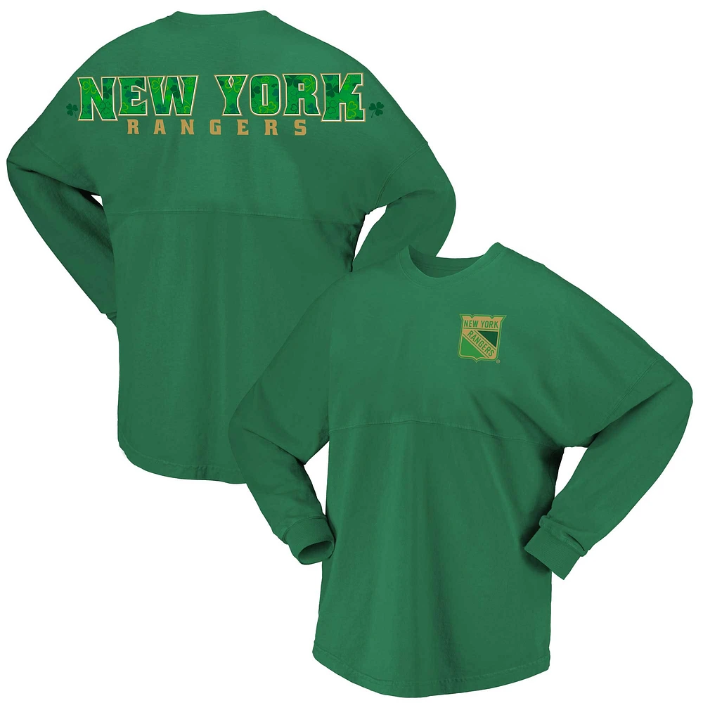 Women's Fanatics Kelly Green New York Rangers St. Patrick's Day Spirit Jersey T-Shirt