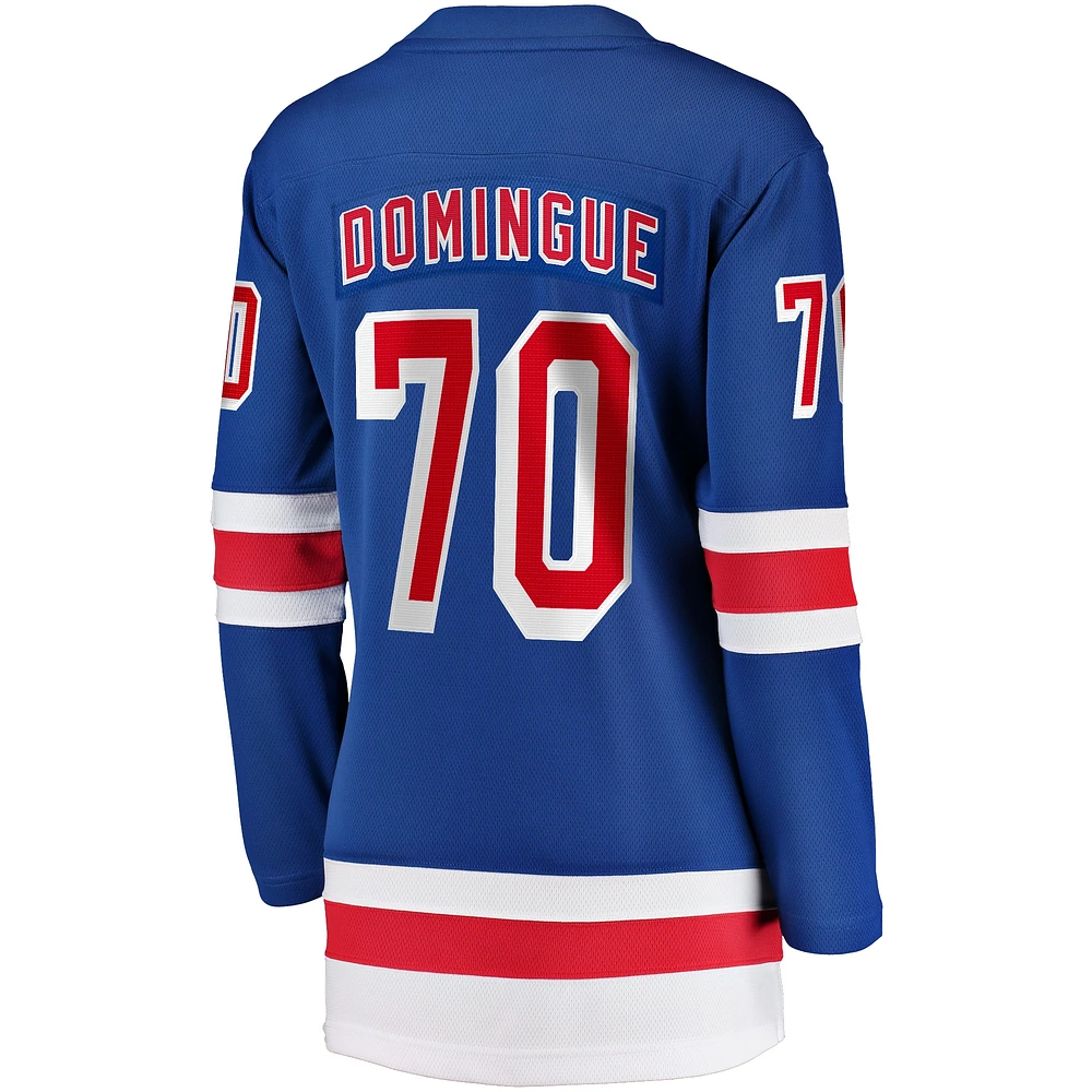 Maillot de joueur échappé à domicile Fanatics Louis Domingue bleu New York Rangers pour femmes