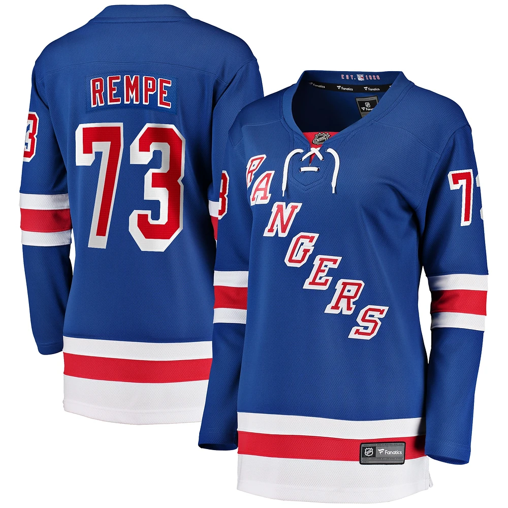 Fanatics pour femmes Matt Rempe bleu New York Rangers Home Breakaway - Maillot