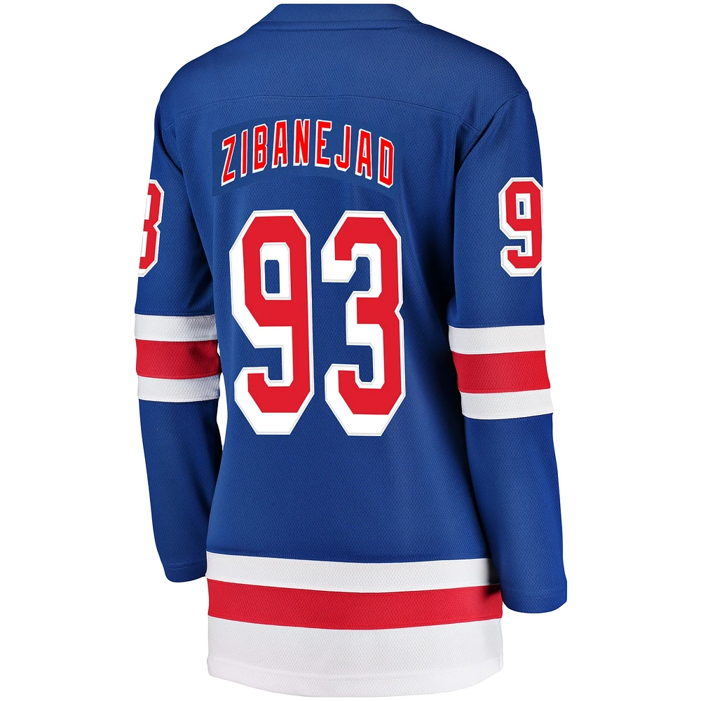 Maillot de joueur échappé des Rangers New York Fanatics Mika Zibanejad bleu pour femmes