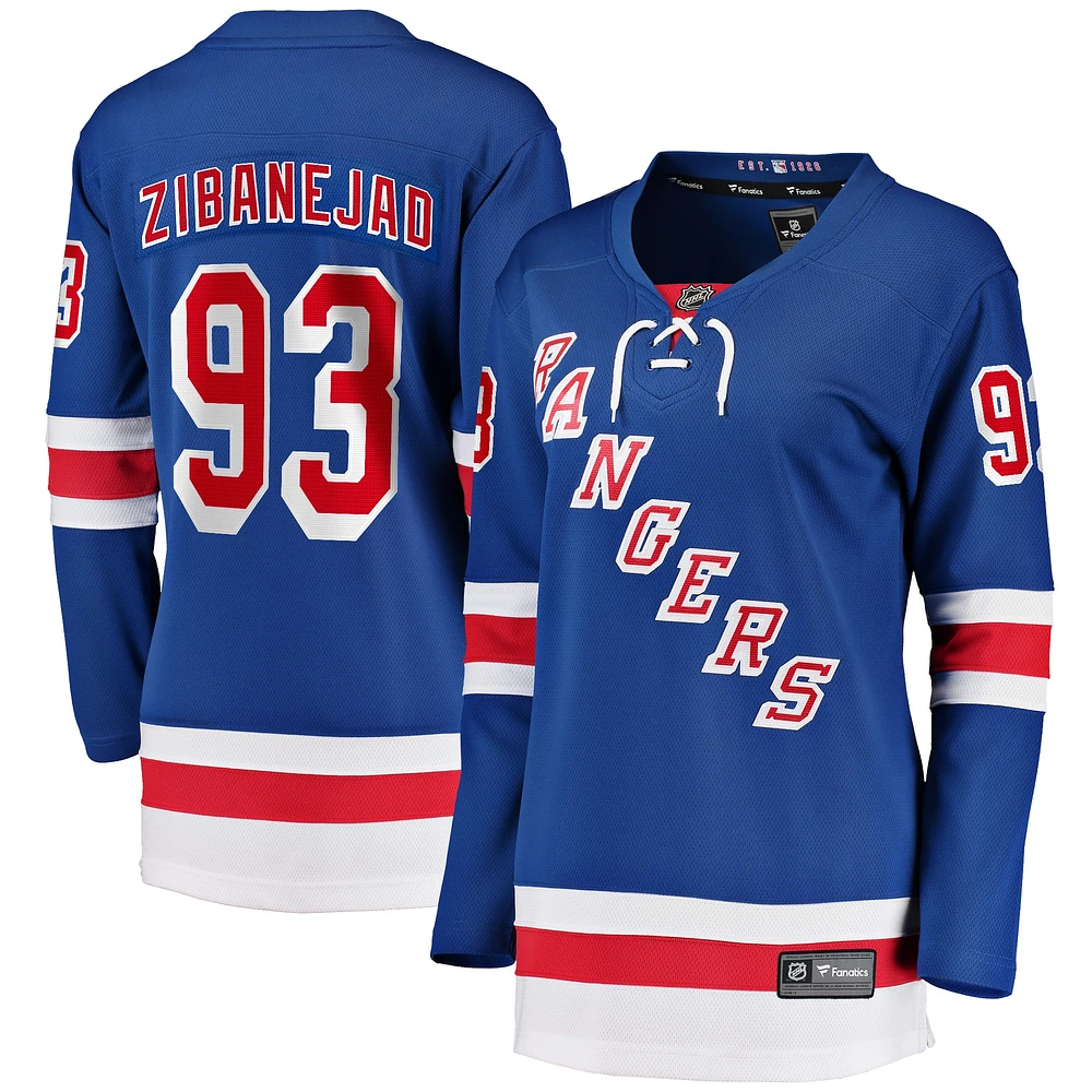 Women's Fanatics Mika Zibanejad Blue New York Rangers Home Premier Breakaway Player Jersey