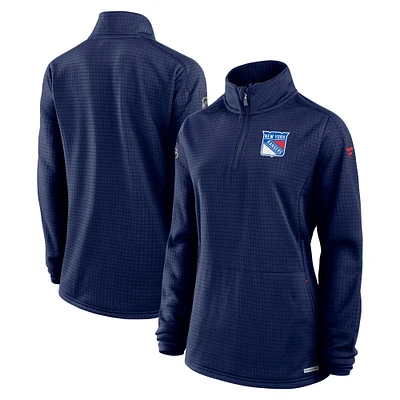 Haut à enfiler léger quart de zip pour femme Fanatics Navy New York Rangers Authentic Pro Rink